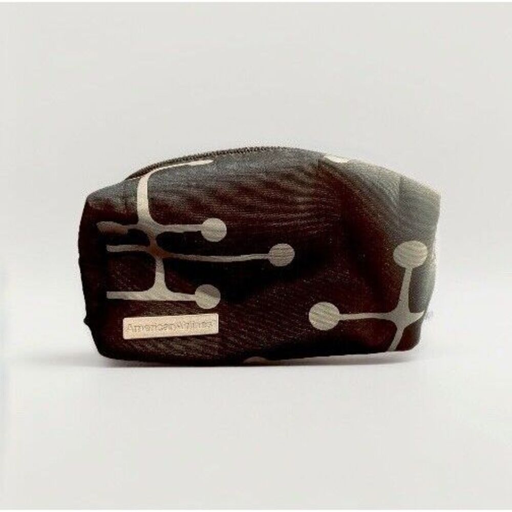 EAMES Office Dot Pattern American Airlines Small Black/Gray Amenities Travel Bag